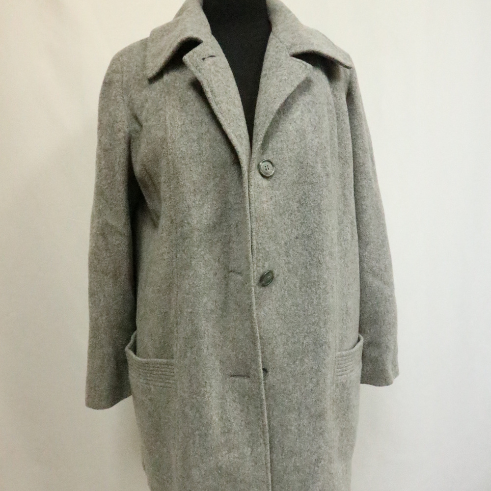 VTG ALORNA Gray Wool 3-Button Long Coat Sz LG